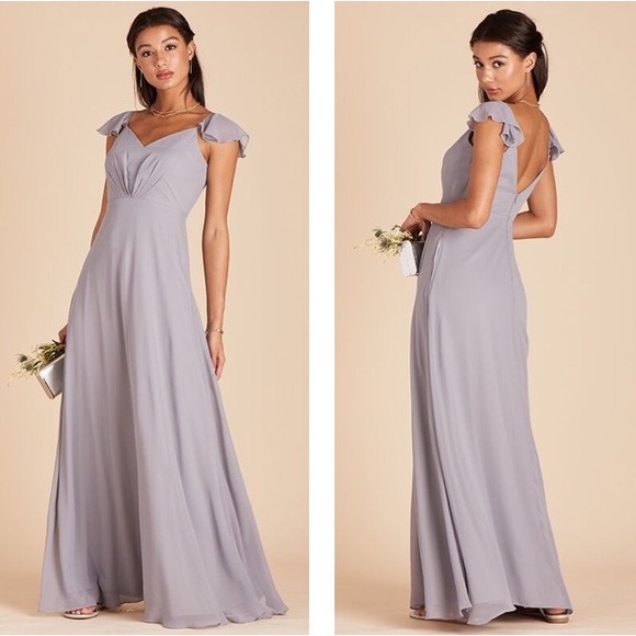 *NWT* Birdy Grey Kae Chiffon Silver Bridesmaid Dress Small No Slit - Picture 1 of 11